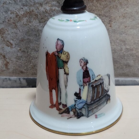 Gorham Norman Rockwell Chilly Reception Porcelain Bell 1980 - Picture 11 of 12